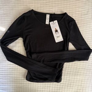 ALO Yoga Black Ribbed Long Sleeve Top
